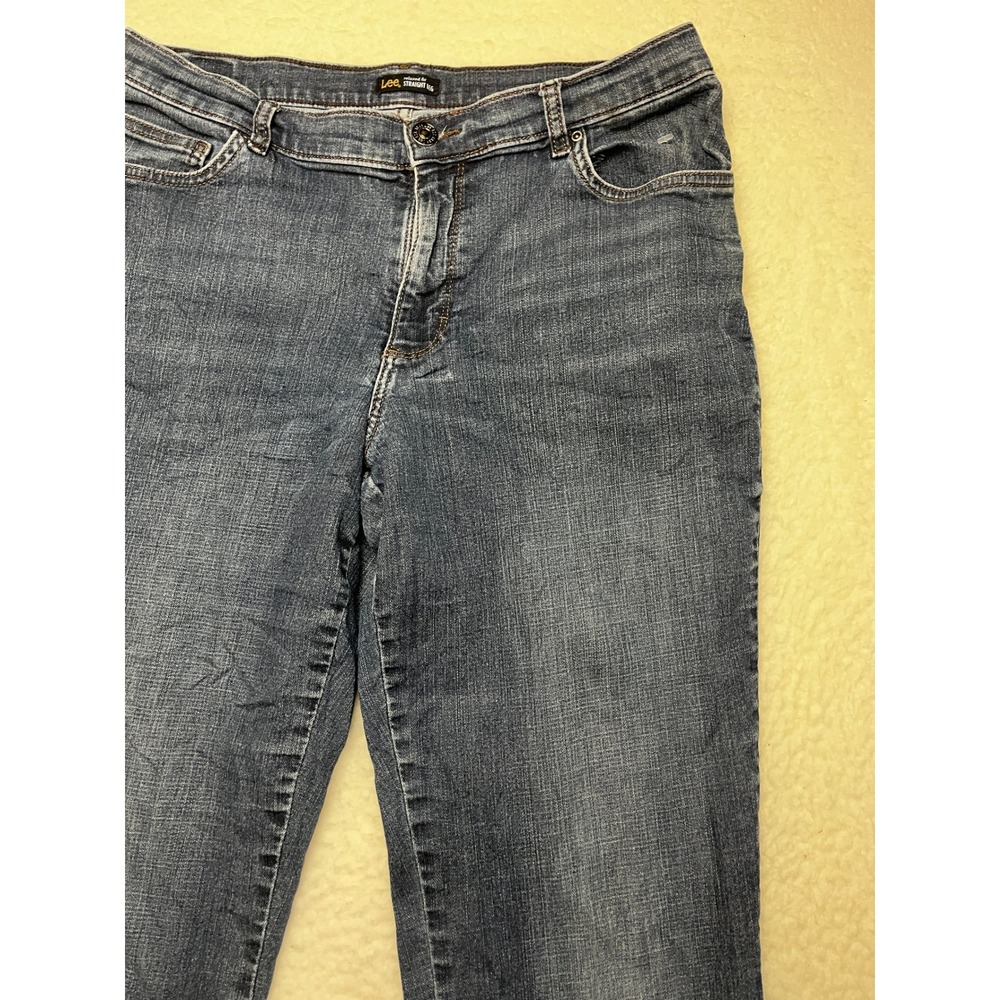Lee Jeans Womens 14 Medium Blue Relaxed Fit Straight Leg Denim‎ Pants 3845